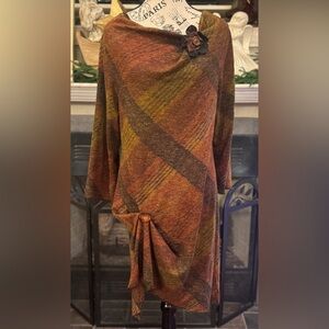 Lee Andersen Vintage Wool Blend Tunic Plaid Tartan Asymmetrical Art to Wear Med